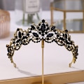 Miniatyrbillede 4 af 4: Sort Tiara til Kvinder Guld Krone til Piger Bryllup
