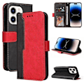 Miniatyrbillede 1 af 4: Læder telefoncover med syninger i farver til iPhone 14 Pro Max