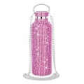 Miniatyrbilde 1 av 5: Diamond Vannflaske i Rustfritt Stål, Bærbar Glitter Rhinestone Vannflaske, Skulderveske, Bling Termos 600ml C (FMY) Rosa
