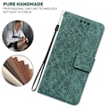 Miniatyrbillede 5 af 5: Til iPhone 15 Plus Geometri Præget PU Læder Wallet Stand Telefon Shell Mobil Case