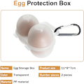 Miniatyrbilde 4 av 8: 2 Ruten Eggbeholder, Eggoppbevaringsboks i Plast med Støtsikker Beskyttelse, Bærbar Eggbrettdispenser