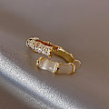 Miniatyrbillede 5 af 5: Geometrisk Type Indlagt Zirkon Åben Bambus Design Ring