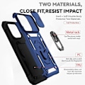 Pikkukuva 2 / 5: Panssarikuori iPhone-jalustakotelo liukuvalla kamerasuojuksella ja jalustalla, sotilastason kestävä suojakotelo magneettipidikkeellä iPhone11PRO:lle (sininen)