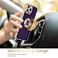 Miniatyrbilde 3 av 5: 360 graders roterende magnetisk bilmonterings telefondeksel med fingergrep for iPhone 14 Pro Max, lilla