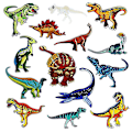 Miniatyrbillede 1 af 5: 14 stk. Patch Dinosaur Broderi Applikationsmærke Sy- eller Strygemærker til Børnetøj Restaurering Dekoration