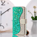 Miniatyrbillede 1 af 4: Laser Glitter Pulver Matchende Krokodille Tekstur Læder Telefon Cover til iPhone 14