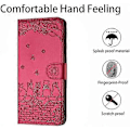 Miniatyrbild 3 av 5: Fodral Kompatibelt med iPhone 16 Pro Max, PU Läder Flip Skyddande Telefonfodral Kortplatser Präglad Kattblomma Fodral med Handledsrem för iPhone 16 Pro Max