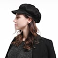 Miniatyrbillede 7 af 8: Pigehat Beret Uld Ottekantet Modehue (Sort)