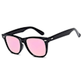 Miniatyrbillede 1 af 3: Sort Wayfarer Solbriller Pink Spejlglas Sort