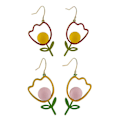 Miniatyrbilde 2 av 2: 2 stk. fasjonable øredobber med tulipanblomsterdesign
