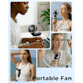 Miniatyrbillede 5 af 5: Bærbar håndholdt ventilator, genopladelig 3600mAh, 180° justerbar, 6 hastigheder, sammenklappelig, sort black