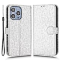 Miniatyrbillede 1 af 5: PU læder tegnebog stativ telefoncover med prikket tryk, stødsikkert cover til iPhone 15