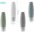 Miniatyrbillede 2 af 7: Silikon Rejsesæt med Flasker, 4 stk. Genopfyldbare & Klemmebare (60ml)