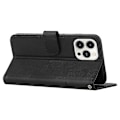 Miniatyrbillede 3 af 5: For Iphone 15 Pro Wallet Case PU Læder Stand Caif Tekstur Telefon Cover Med Rem