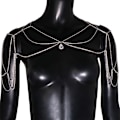 Miniatyrbilde 3 av 3: Bryllup Multi Layer Duske Rhinestone Skulderkjede gold