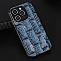 Miniatyrbillede 2 af 5: Til iPhone 15 ABEEL Ægte Læder Mahjong Mønster Sort Kant Telefon Cover
