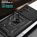 Miniatyrbillede 7 af 8: Samsung S22 Ultra Armor Hybrid Metal Ring Kamera Slider - Sort Sort