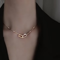 Miniatyrbillede 4 af 4: Hule Firkant Halskæder Dame Niche Design Frostklar Geometrisk gold
