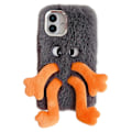 Miniatyrbillede 1 af 4: Fluffy telefoncover med lange ben og udtryksfulde øjne til iPhone 16 - Sort