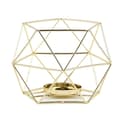 Tealight Ljushållare - Geometrisk Metall & Glas Ljusstake, Julbordslykta, Gulddekor