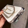 Miniatyrbild 5 av 5: Skal för iPhone 12 Pro 6.1 tum, glänsande strass, stativ, stöttåligt TPU-mobilskal