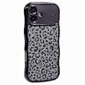Miniatyrbild 1 av 5: Skal till iPhone 16 Curly Frame TPU Mobilskal Leopardtryck Glitter-Svart