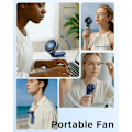 Miniatyrbillede 5 af 5: Bærbar håndholdt ventilator, genopladelig 3600mAh, 180° justerbar, 6 hastigheder, foldbar, blå blue