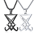 Miniatyrbillede 3 af 3: Rustfrit Stål Gotisk Hexe Signet Lucifer Badge Satanisk Kirke sliver