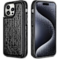 Miniatyrbillede 2 af 5: iPhone 15 Pro Wallet Etui med Kortholder Slids Stødsikkert Etui Flip Folio Blødt PU Læder Magnetisk Lukning Beskyttelses Etui Cover (Sort)