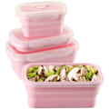 Miniatyrbild 1 av 8: 3-pack Silikon Lunchbox Bärbar Vikbar (Rosa)