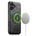 Pikkukuva 3 / 5: iPhone 16 Plus -puhelimen magneettikotelo korttitaskulla, lehmännahkakuvioinen nahkainen takakuori