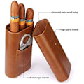 Miniatyrbillede 4 af 7: Højkvalitets Tre Finger Humidor Brun Læder Cedertræ Foret