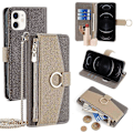 Miniatyrbillede 1 af 5: Etui med stativ og rem til iPhone 12/12 Pro, PU læder, pung, telefoncover, kortholder