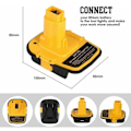 Miniatyrbillede 3 af 3: DM18D DCA1820 Batteriadapter med USB-port til Dewalt 20V/18V og Milwaukee M18 18V Lithium-ion batterier, Kompatibel med DCB204 DCB205 batterier