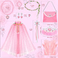 Miniatyrbild 5 av 6: Prinsesscape-set, 12 st Prinsesskläder för Liten Flicka, Prinsessklänningar för Flicka 3-8 År Födelsedagspresent