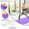 Miniatyrbillede 2 af 4: COSTWAY Foldbar Gymnastikmåtte 180 x 60 x 5 cm, 3-lags med 2 Håndtag, Velcro på 3 Sider, Vandtæt PU EPE Fyld, Lilla