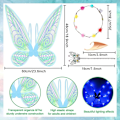 Miniatyrbilde 2 av 7: Glitrende Fe-vinger for Voksne, LED-Hodebånd og Tryllestaver for Fe-temafest Dragonfly blue Dragonfly blue