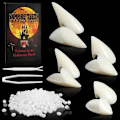 Miniatyrbild 2 av 7: Par Halloween Vampyrtänder Huggtänder Lösögonfransar Rekvisita Fest Kostym DIY Cosplay Rekvisita Dekor Falska Tänder Harts Huggtänder med Fast L 1 Pair 1.7cm
