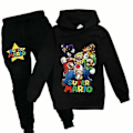 Miniatyrbild 1 av 2: Super Mario Hoodie Topp & Byxor Set Barn Pojkar Flickor Sportkläder Jogging Tracksuits_a Svart 1 130 (7-8 År)