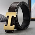 Miniatyrbilde 1 av 11: Belte for menn, Casual Trendy, All-Match, Middelsaldrende og Ungdom, Buksebelte, Kaffe Farge, Gullspenne Coffee color gold buckle 125 cm