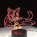 Miniatyrbilde 2 av 4: Nattlampe Liggende Kosete Katt 3D Led Lampe Akryl Nattlys USB Touch Lys Barn Søt Natt Soverom Lampe Lys -h