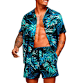Pikkukuva 1 / 2: Havaijin kukkakuvioiset paidat miehille, lyhyet housut, kesäranta, loma, rento, lyhythihaiset topit + shorts-asu B B 3XL