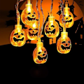 Pikkukuva 2 / 5: Halloween-koriste, 20 ledillä toimiva oranssi kurpitsaköynnös ulkokäyttöön Halloween-koristeluun