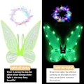 Miniatyrbillede 3 af 7: Glimtende Fe-Vinger til Voksne, LED-Hårbånd og Tryllestave til Børnefest Dragonfly green Dragonfly green