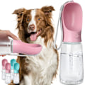 Miniatyrbild 1 av 6: Hundvattenflaska, läckagesäker bärbar vattenbehållare för valpar med dricksskål för husdjur, utomhuspromenader, vandring, resor (560 ml Rosa)