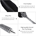 Miniatyrbillede 2 af 8: Harry Potter Gave Feather Pen Retro Pen Alloy Feather Writing med Nibs Sæt Fountain Pen med Blækflaske Sort (Sort)
