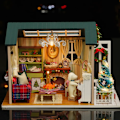 Miniatyrbild 2 av 7: DIY Jul Miniatyr Dockhus Kit Realistiskt Mini 3D Trä Hus Rum Hantverk med Möbler