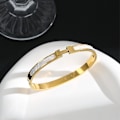 Miniatyrbilde 5 av 5: Stilig armbånd i titan stål med bokstaven H - Lett luksuriøst skallarmbånd smykke Gold