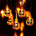Pikkukuva 1 / 5: Halloween-koriste, 20 ledillä toimiva oranssi kurpitsaköynnös ulkokäyttöön Halloween-koristeluun