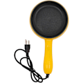 Miniatyrbillede 5 af 6: Mini Elektrisk Stegepande 6 Tommer Rund Form Elektrisk Køkken Stegepande med Træspatel 450W Rustfrit Stål Stegepande Gul Yellow